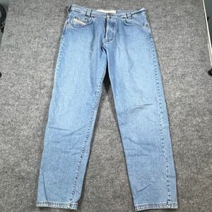 Vintage Diesel Jeans Mens 38 Blue Whiskered Denim Cotton Tapered Leg Mid Rise